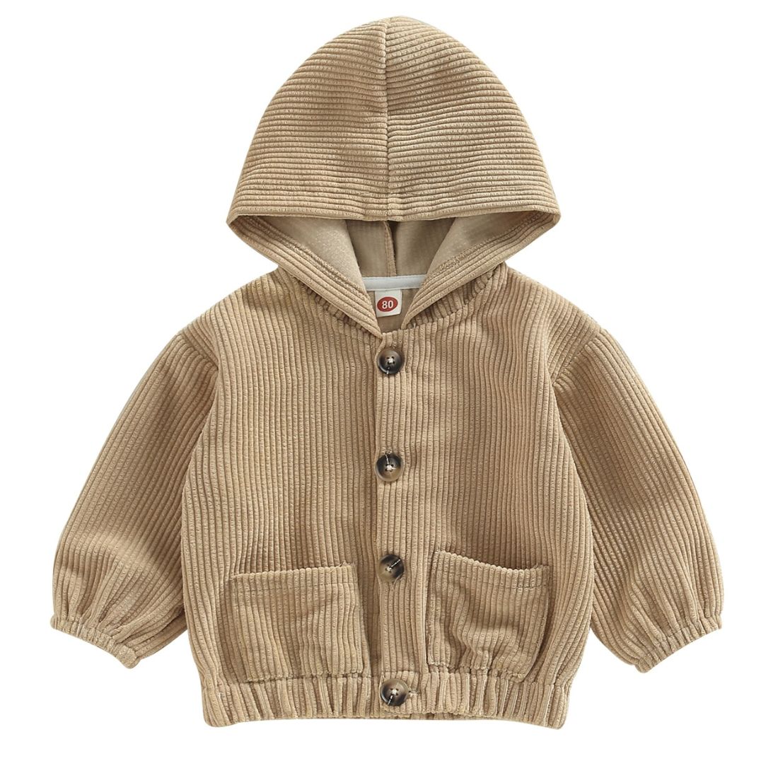 Pocket Hoodie Cordar Baby Boy Jacket | Khaki