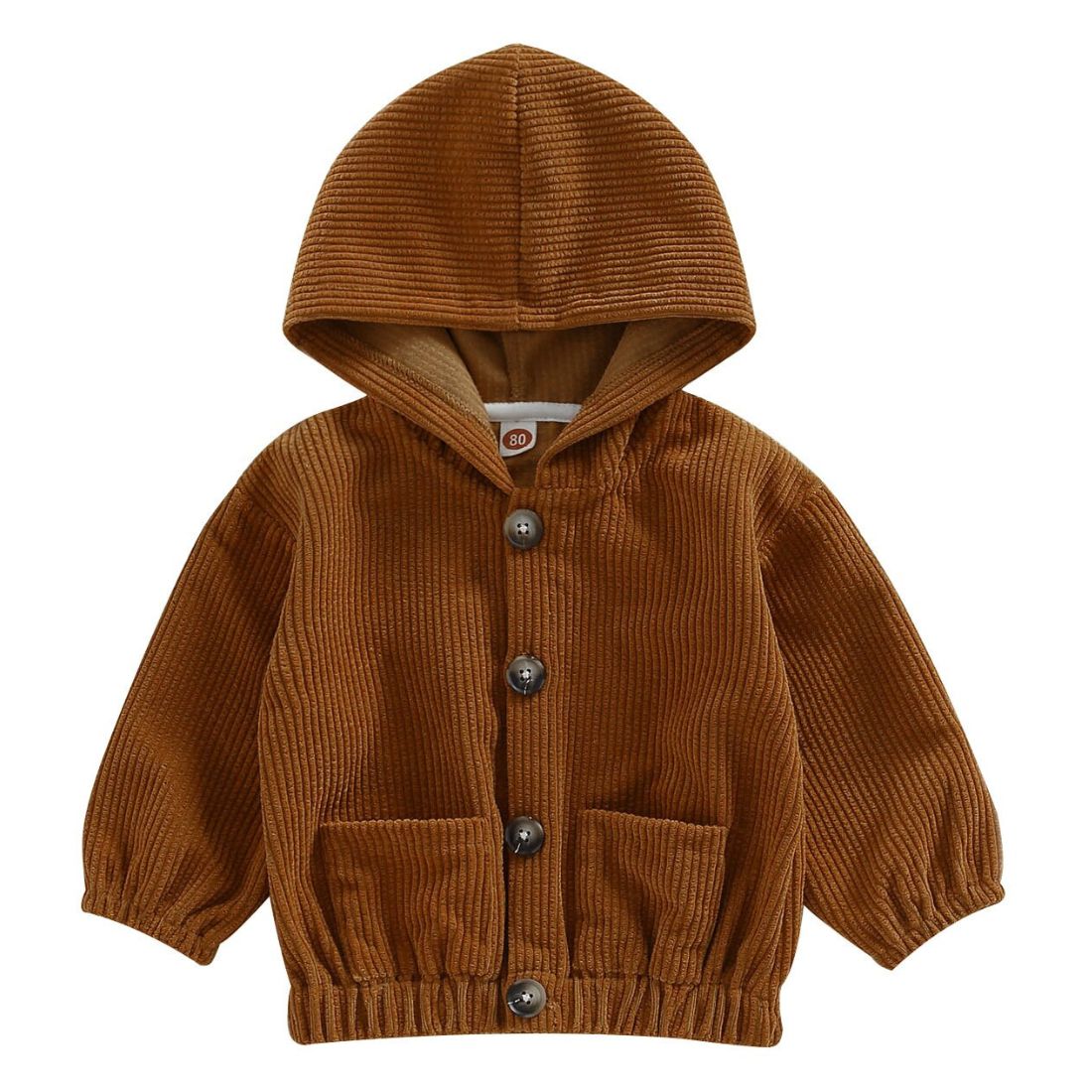 Pocket Hoodie Cordar Baby Boy Jacket | Brown