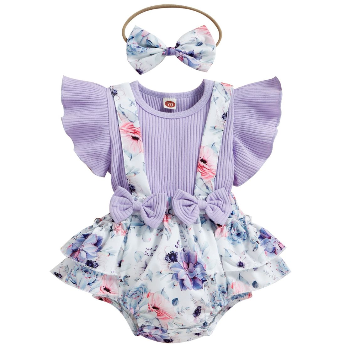 Purple Floral Baby Girl Bodysuit set