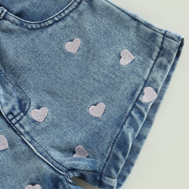 Close up of Blue shorts with heart pattern