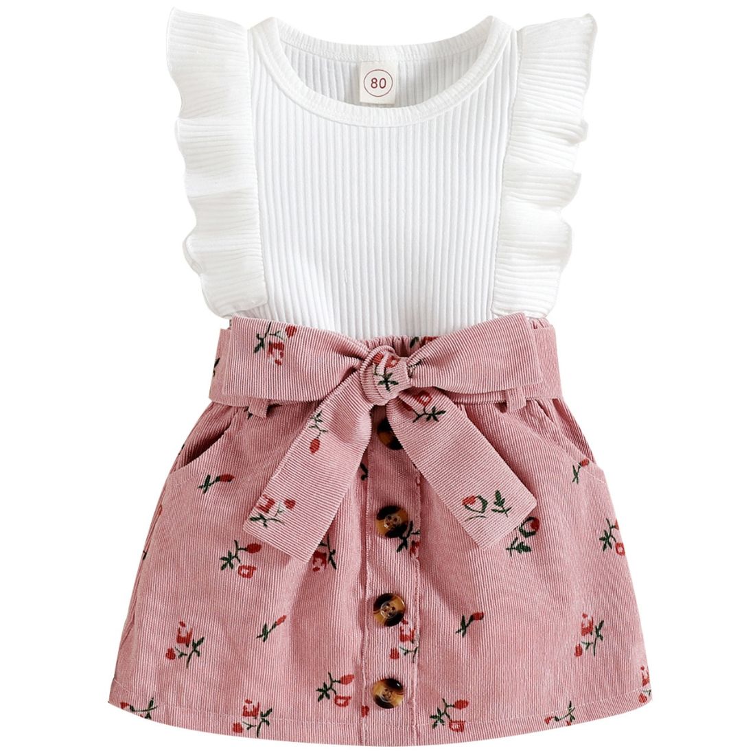 Ruffled Pink Floral Skirt Toddler Clothing Set