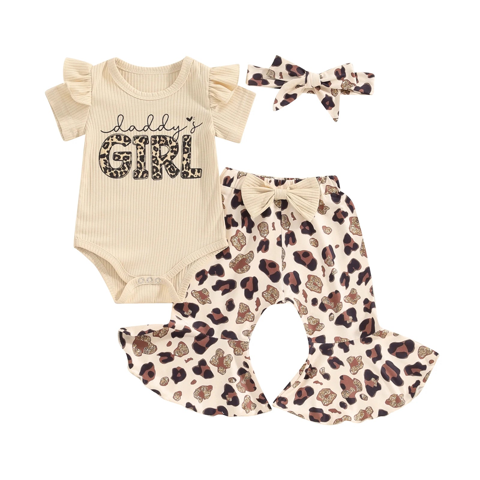 Short Sleeve Letter Print Baby Bodysuit Set