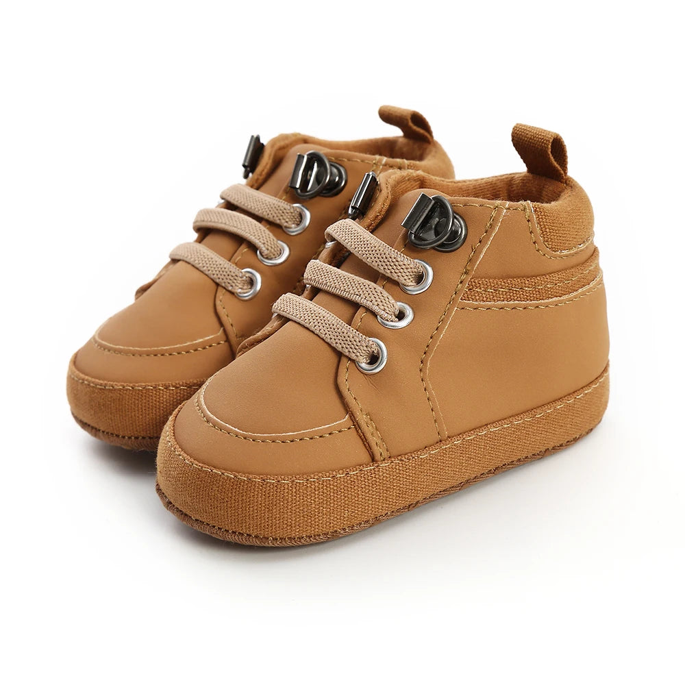 Solid High Top Soft Sole Baby Shoes