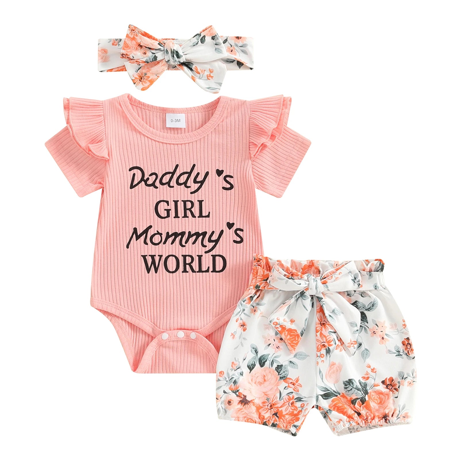 Daddy's Girl Floral Shorts Baby Set