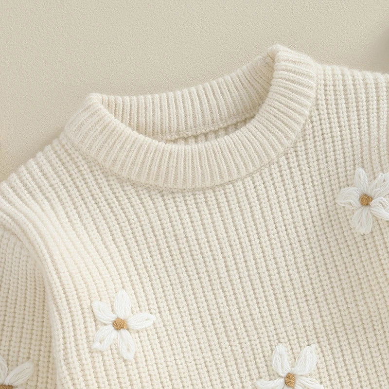 Daisy Knitted Long Sleeve Baby Bodysuit