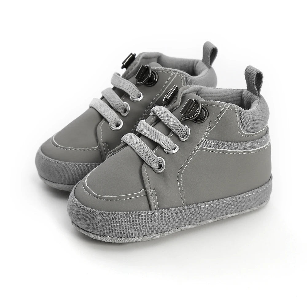 Solid High Top Soft Sole Baby Shoes