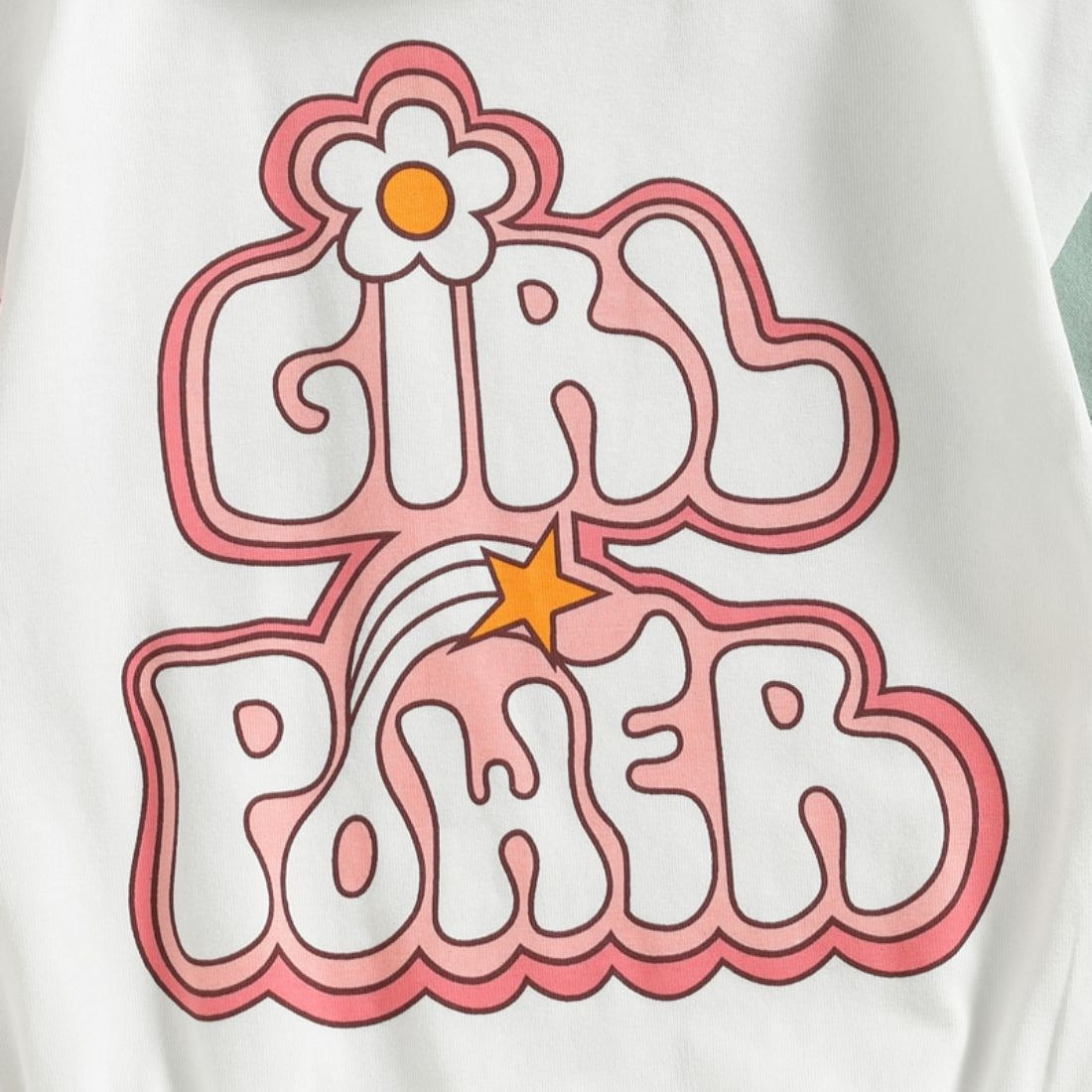 Close up of Print on Short Sleeve Girl Power Baby Bodysuit