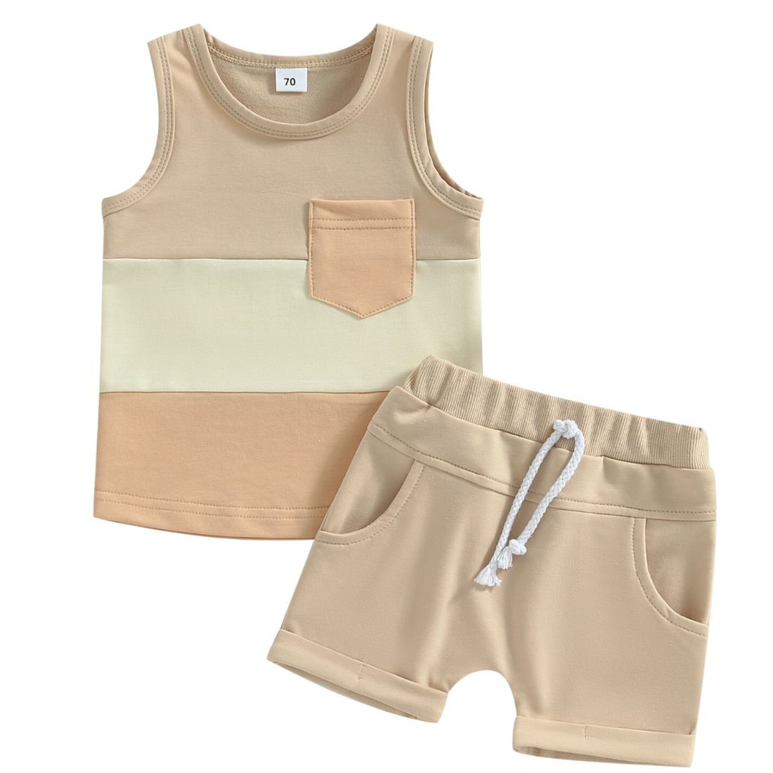 Sleeveless Contrast Baby Clothing Set
