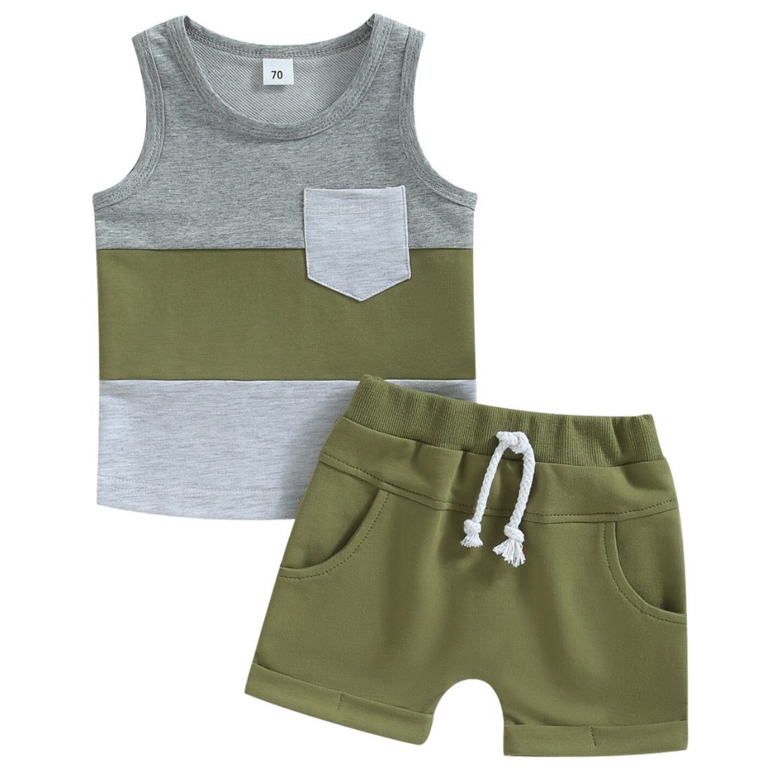 Sleeveless Contrast Baby Clothing Set