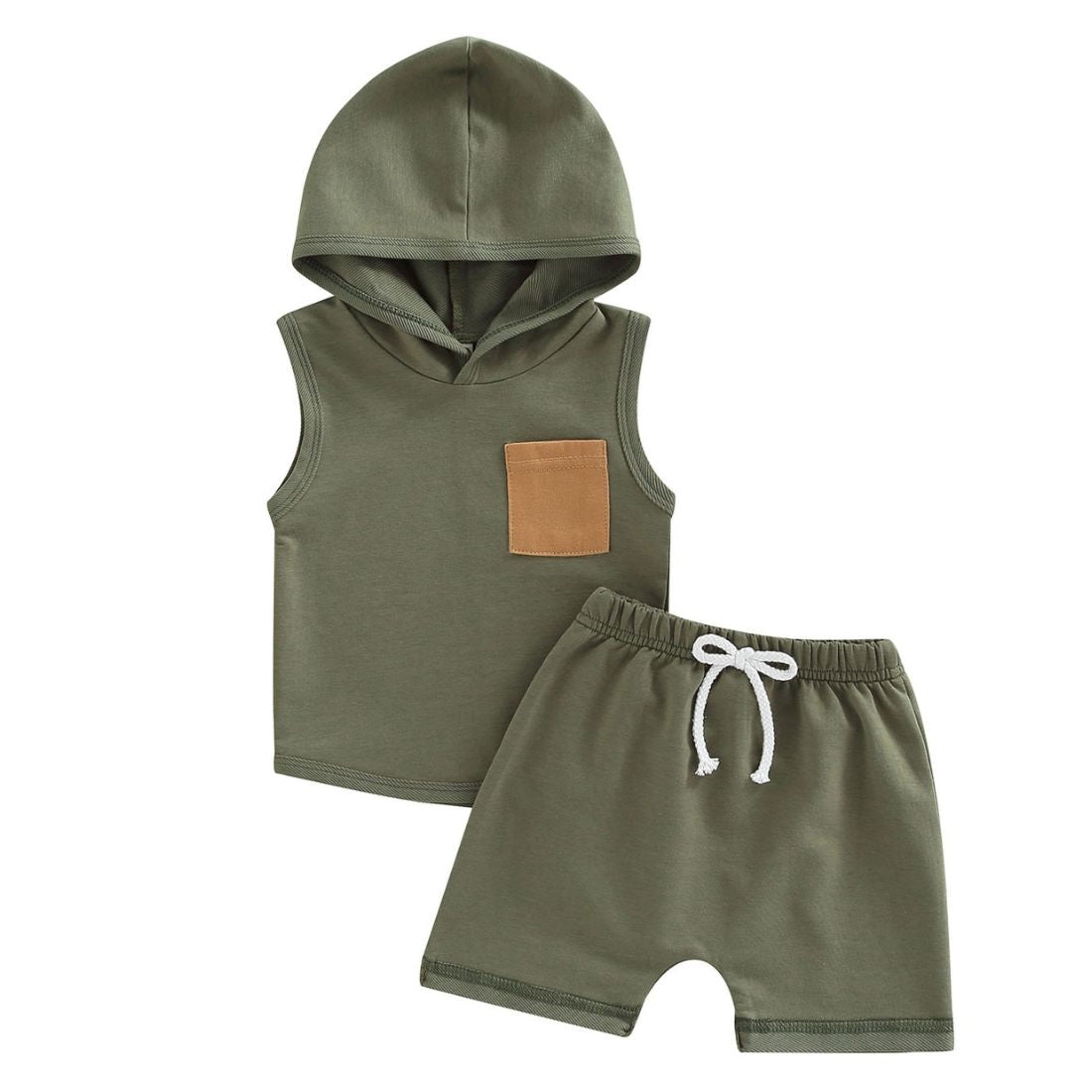 Little Boy Sleeveless Hooded Pocket 2-Piece Clothing Set - My Trendy Youngsters | Buy on-trend and stylish Baby and Toddler Clothing Sets @ My Trendy Youngsters - Dress your little one in Style @ My Trendy Youngsters 