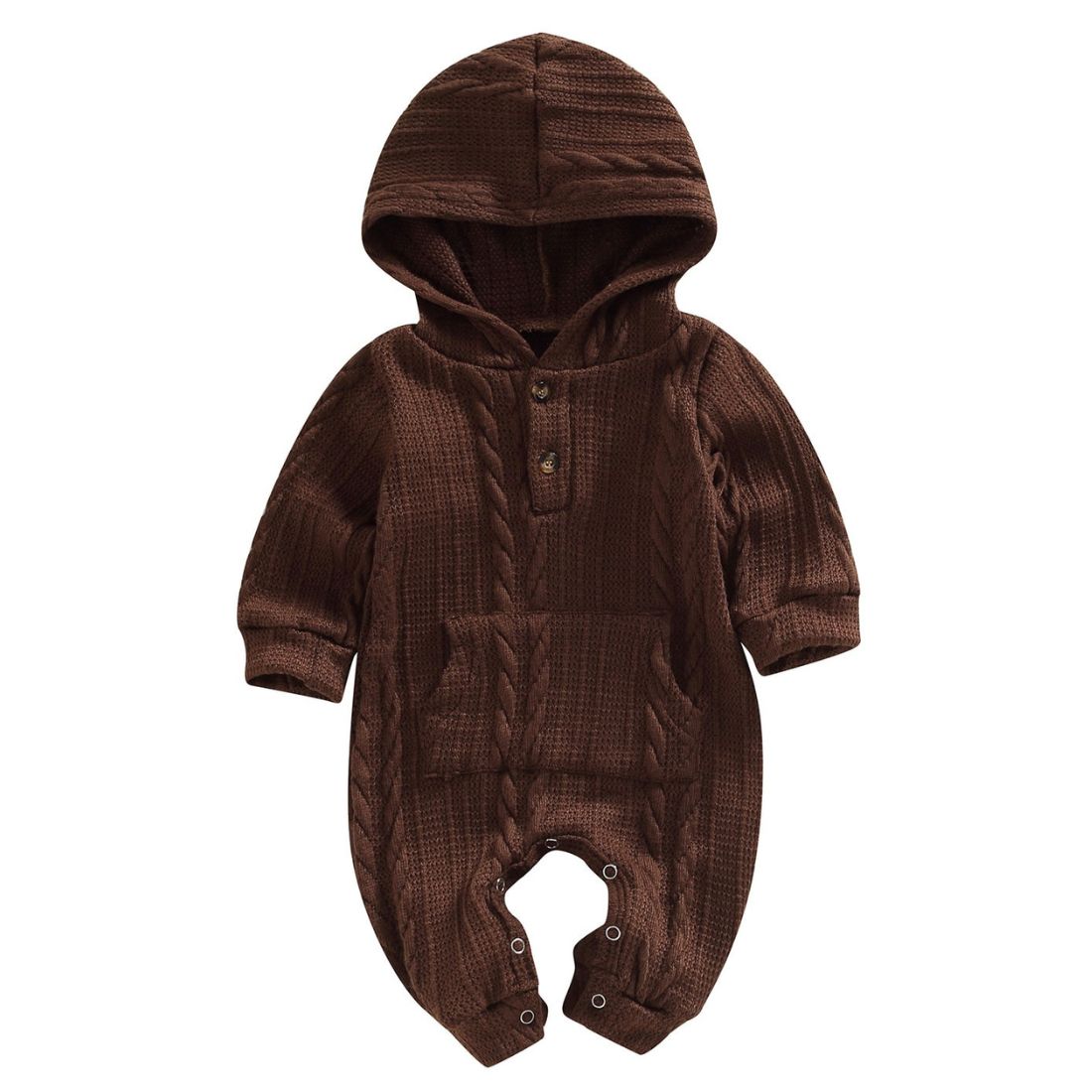 Unisex Long Sleeve Solid Hooded Textured Romper - My Trendy Youngsters | Buy Trendy and Afforable Baby Rompers @ My Trendy Youngsters - Dress your Mini in Style @ My Trendy Youngsters 
