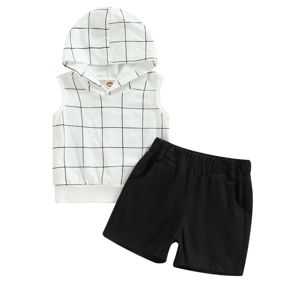 Little Boy Squares Hoodie Tank 2-Piece Clothing Set - My Trendy Youngsters |  Buy on-trend and stylish Baby and Toddler Clothing Sets @ My Trendy Youngsters - Dress your little one in Style @ My Trendy Youngsters 