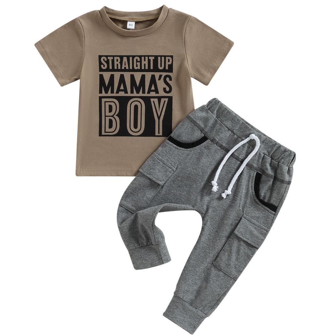 Little Boy Mama's Boy Tee & Pants 2-Piece Clothing Set - My Trendy Youngsters | Buy on-trend and stylish Baby and Toddler Clothing Sets @ My Trendy Youngsters - Dress your little one in Style @ My Trendy Youngsters