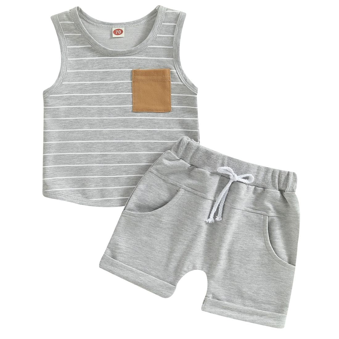 Little Boy Striped Tank Pocket 2-Piece Clothing Set - My Trendy Youngsters | Buy on-trend and stylish Baby and Toddler Clothing Sets @ My Trendy Youngsters - Dress your little one in Style @ My Trendy Youngsters 