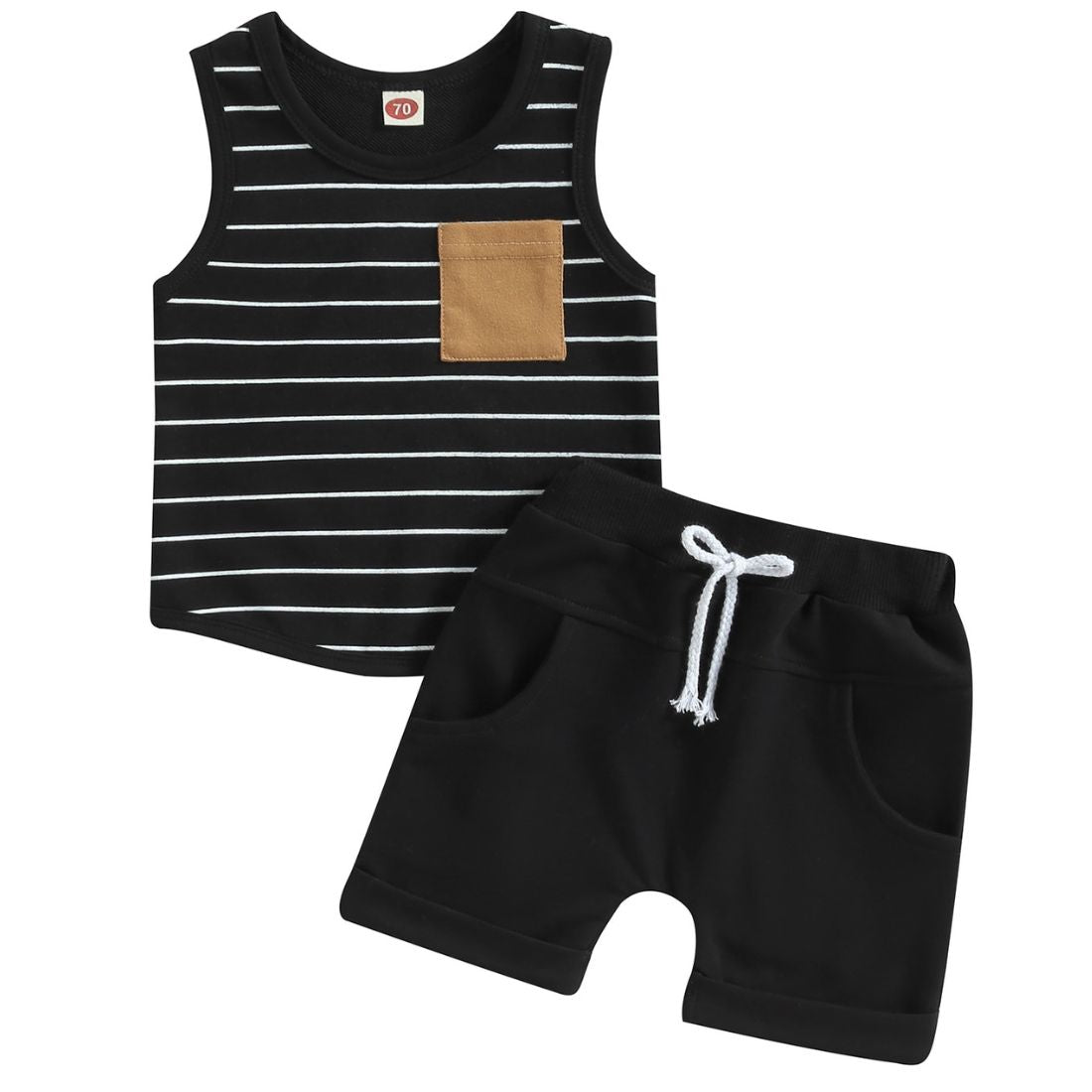 Little Boy Striped Tank Pocket 2-Piece Clothing Set - My Trendy Youngsters | Buy on-trend and stylish Baby and Toddler Clothing Sets @ My Trendy Youngsters - Dress your little one in Style @ My Trendy Youngsters 