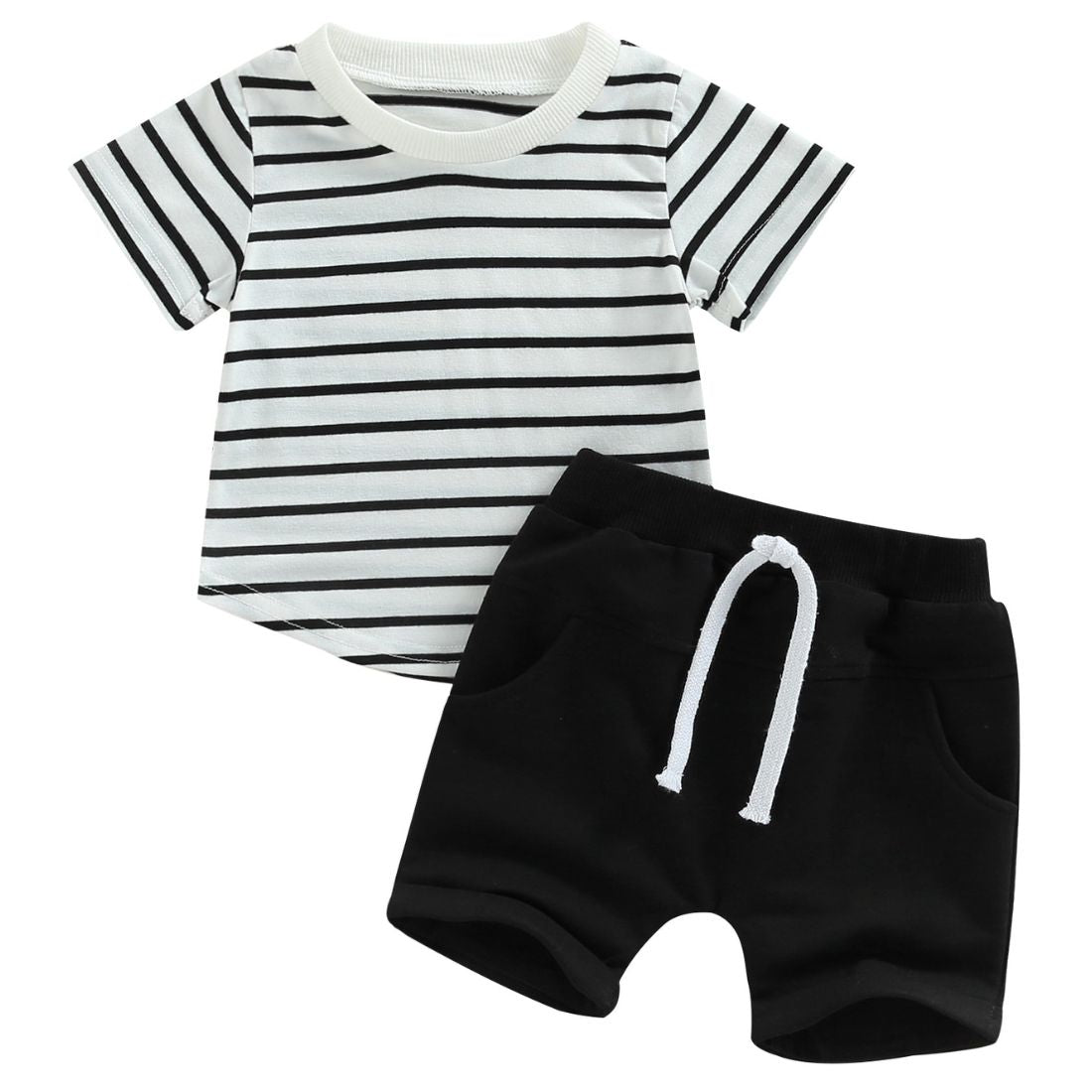 Lil Boy Striped Bow Hem 2-Piece Clothing Set - My Trendy Youngsters |  Buy on-trend and stylish Baby and Toddler Clothing Sets @ My Trendy Youngsters - Dress your little one in Style @ My Trendy Youngsters