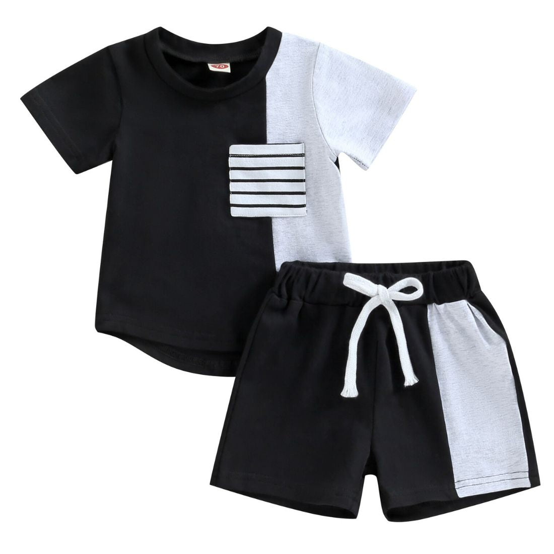 Little Boy Two Tone Pocket Shorts 2-Piece Clothing Set - My Trendy Youngsters | Buy on-trend and stylish Baby and Toddler Clothing Sets @ My Trendy Youngsters - Dress your little one in Style @ My Trendy Youngsters 