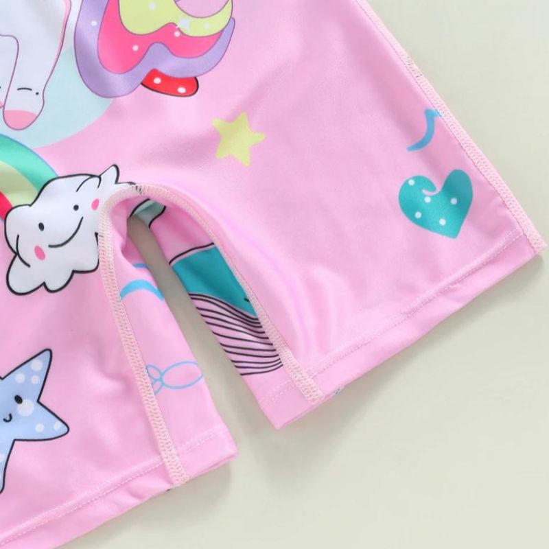 Close up of legs on Unicorns Toddler Swimsuit Set