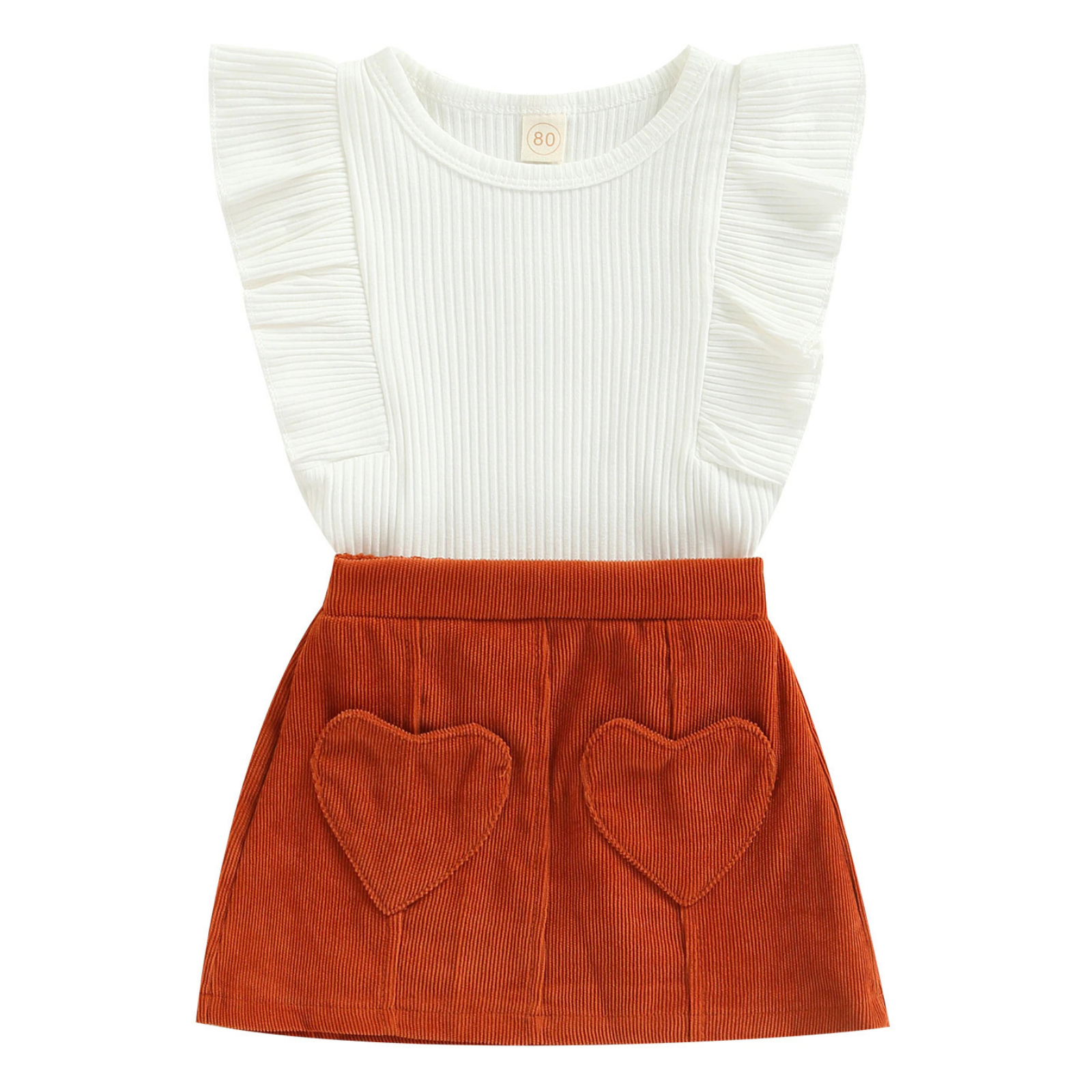 Ruffled Top & Heart Skirt Set