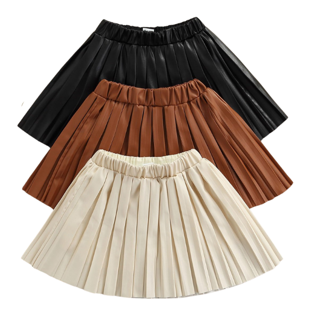 Knee Length Pleated Skirt | Brown
