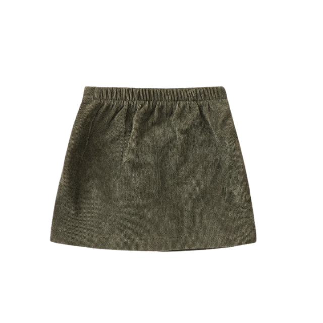 Knee Length Corduroy Skirt | Green