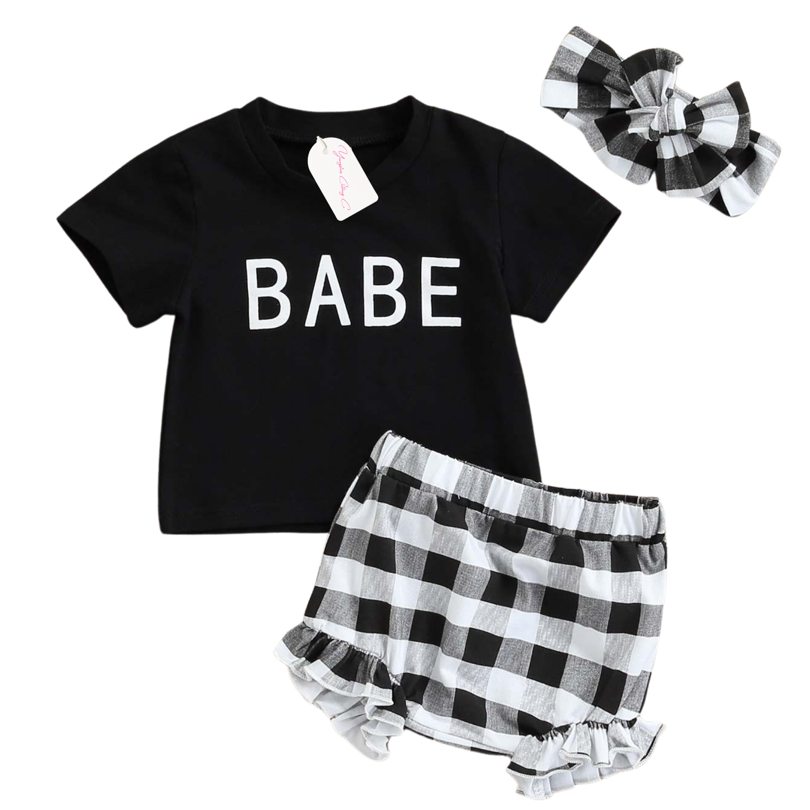 Black Babe Plaid Shorts Set