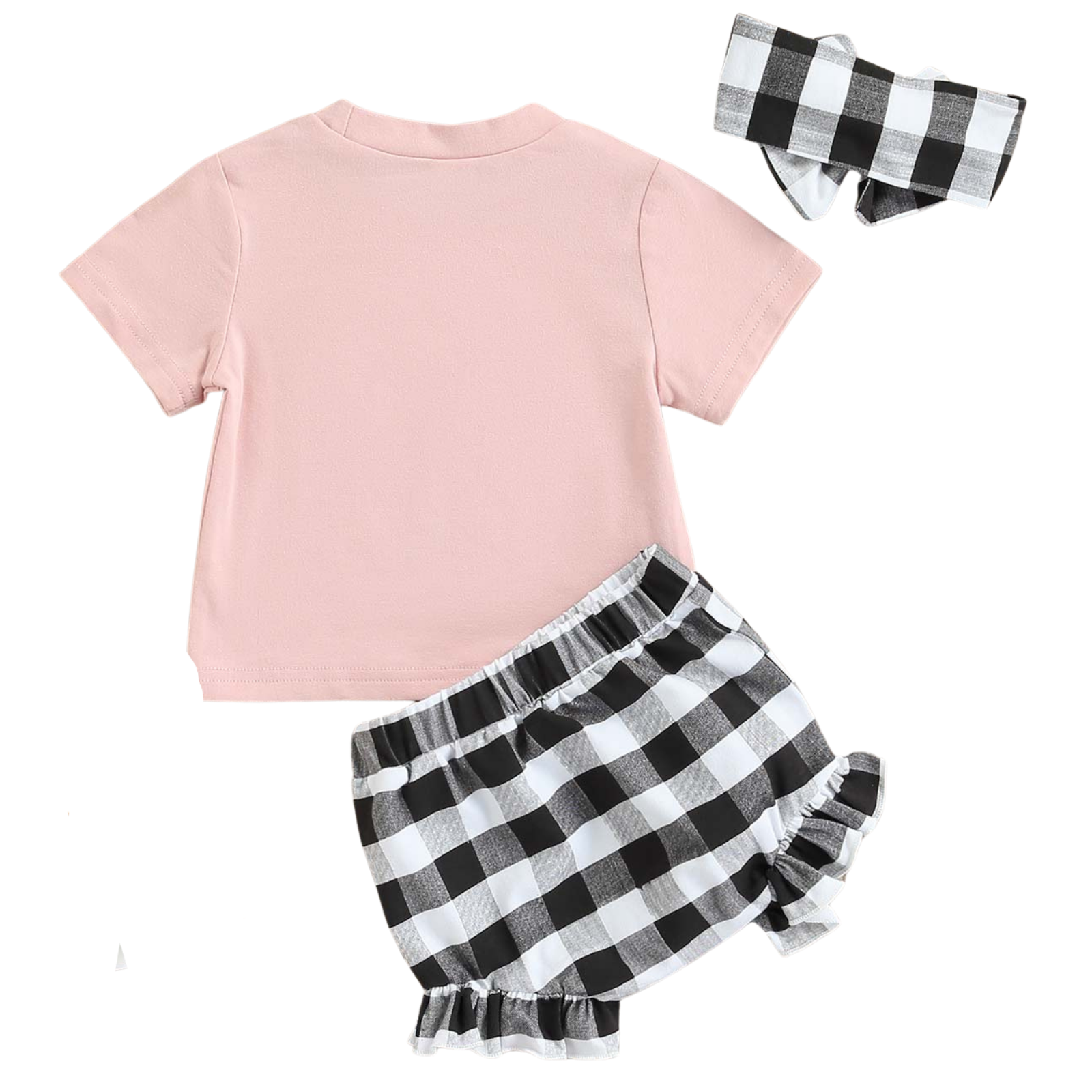 Pink Babe Plaid Shorts Set