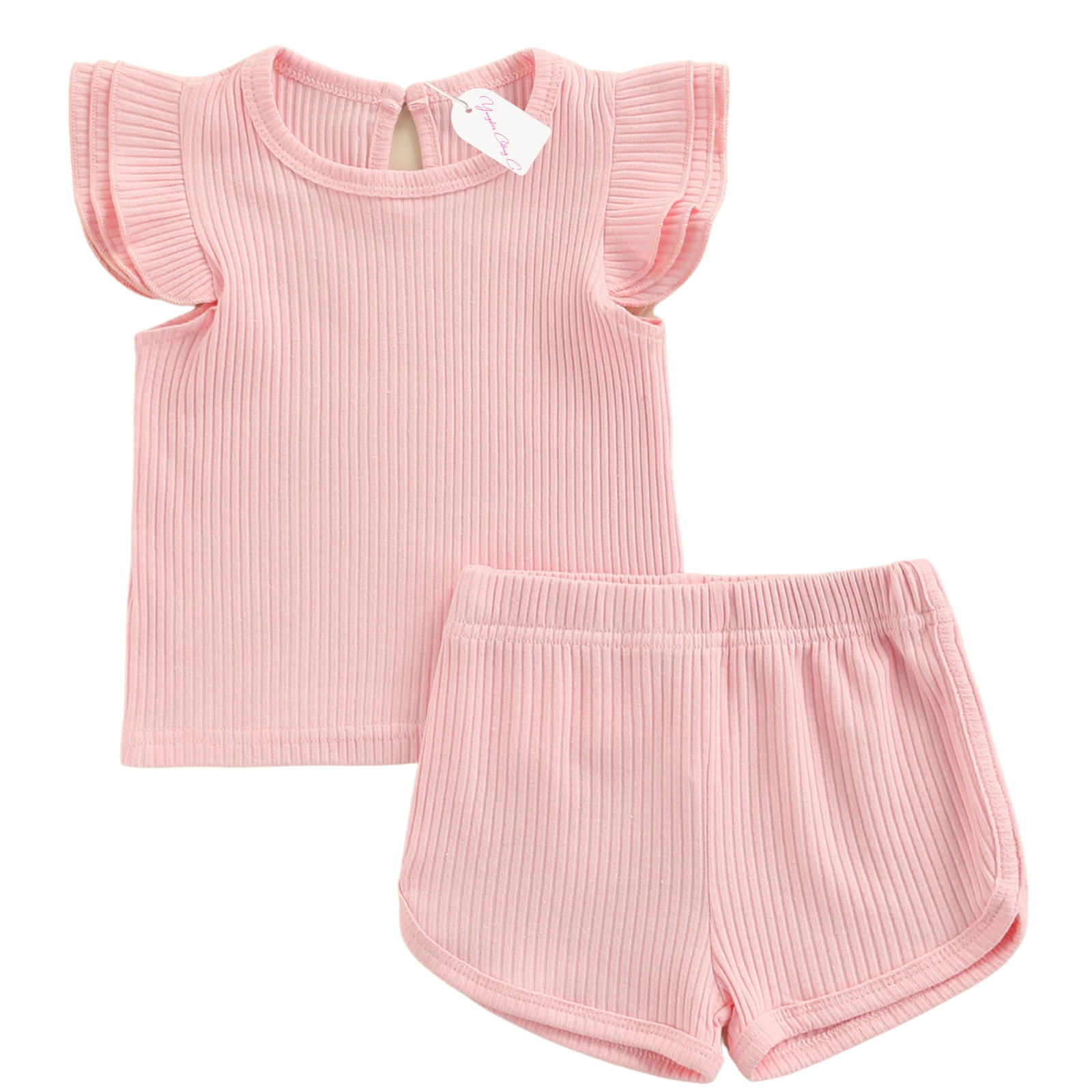 Pink Kandy Floss Ribbed Shorts Set