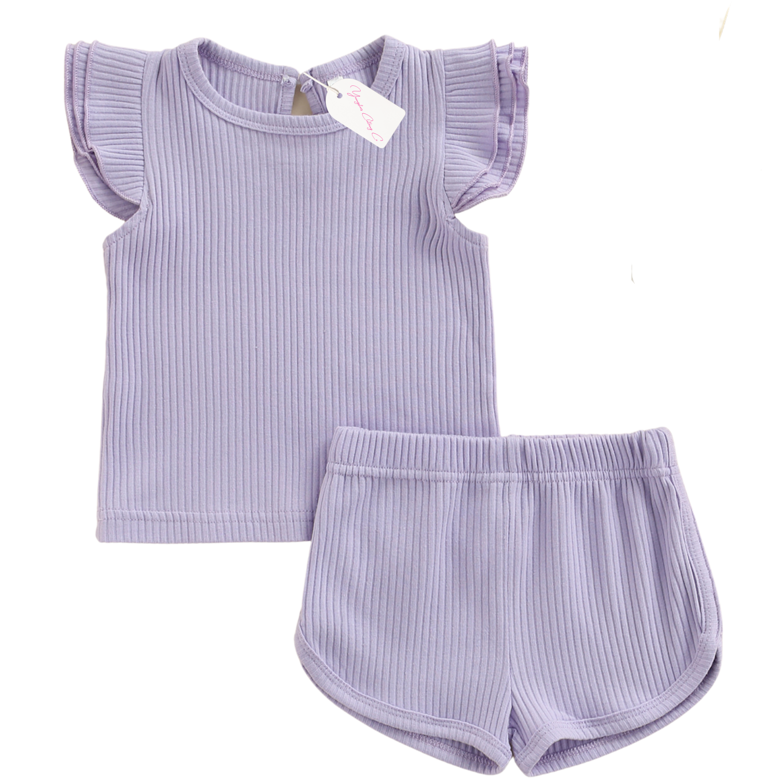 Purple Kandy Floss Ribbed Shorts Set