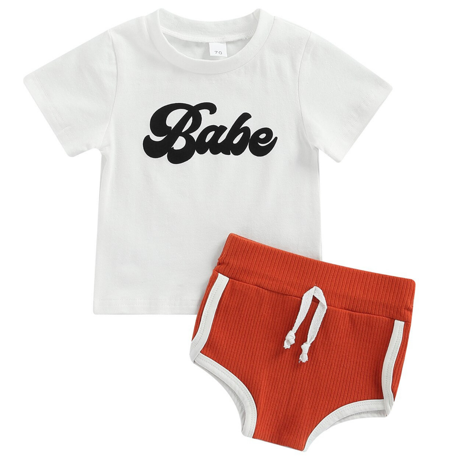 Babe Tee & Ribbed Retro Shorts set