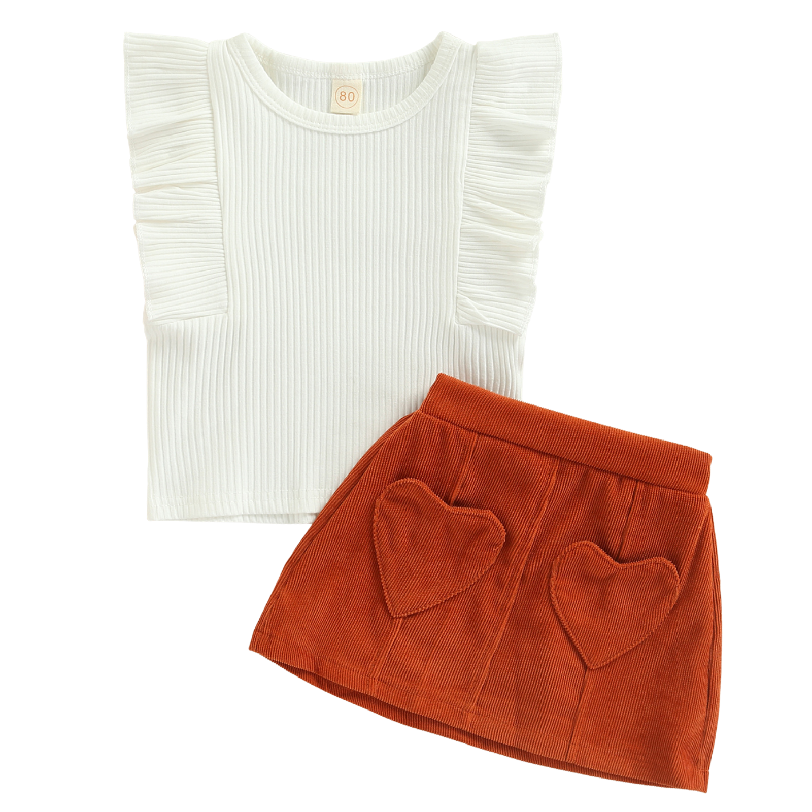 Ruffled Top & Heart Skirt Set