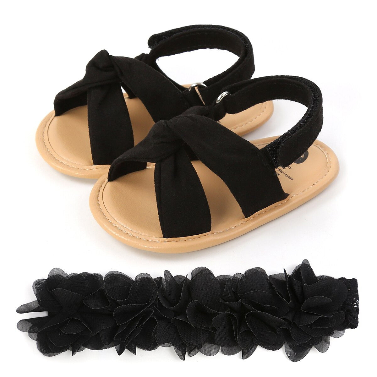 Sandals and Chiffon Flower Headband Set